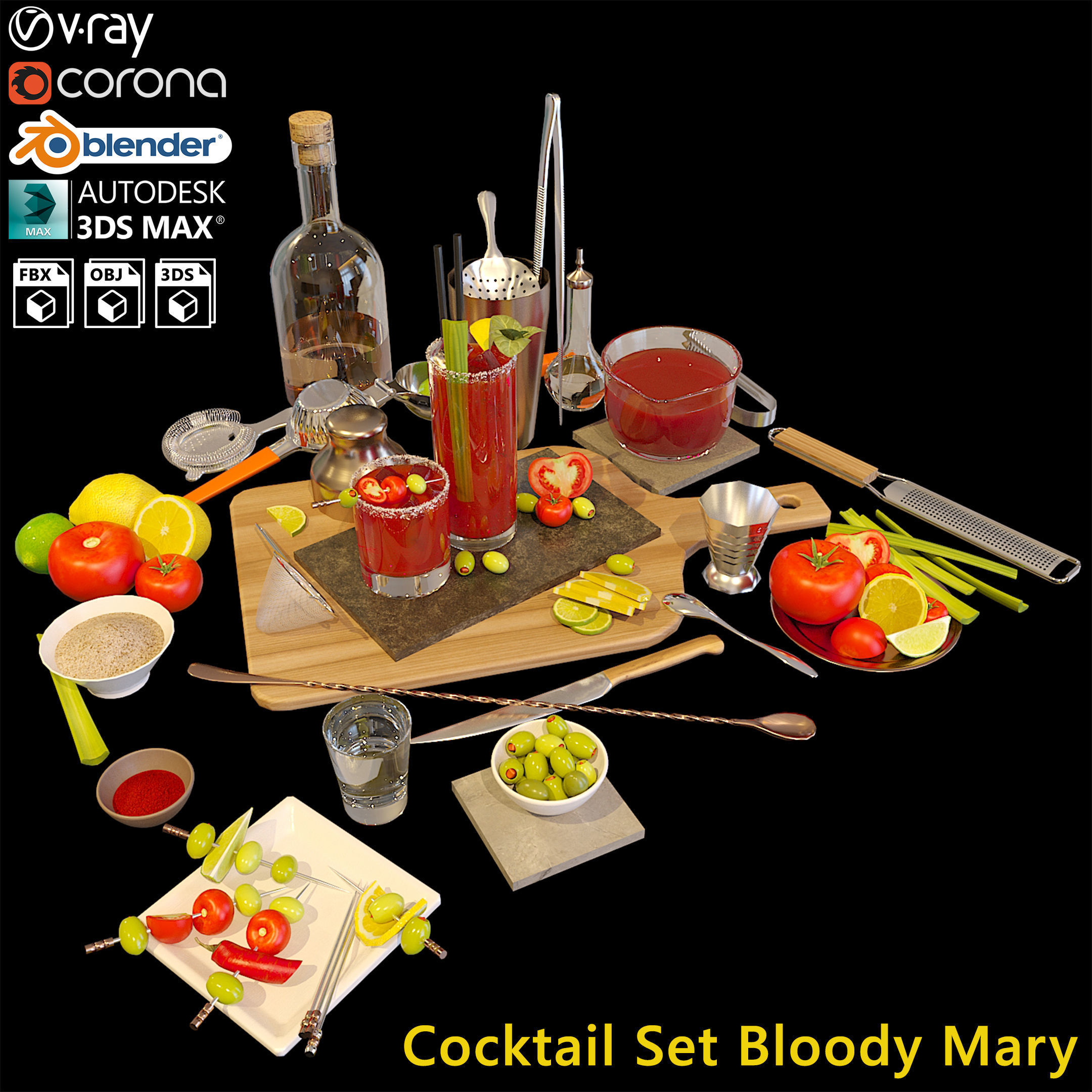Cocktail Set Bloody Mary 3D model_3