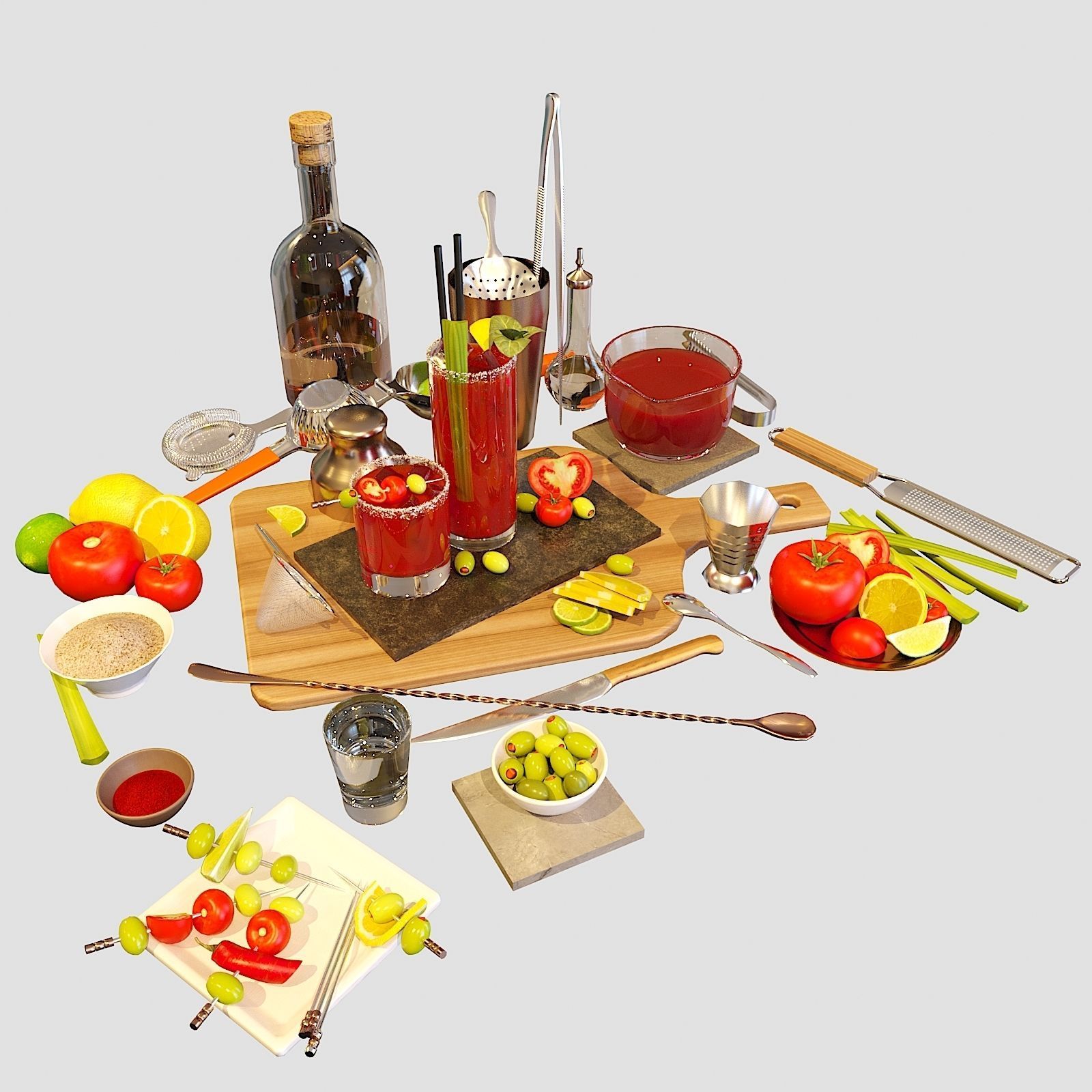 Cocktail Set Bloody Mary 3D model_6