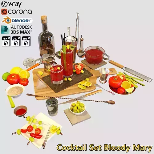 Cocktail Set Bloody Mary 3D model
