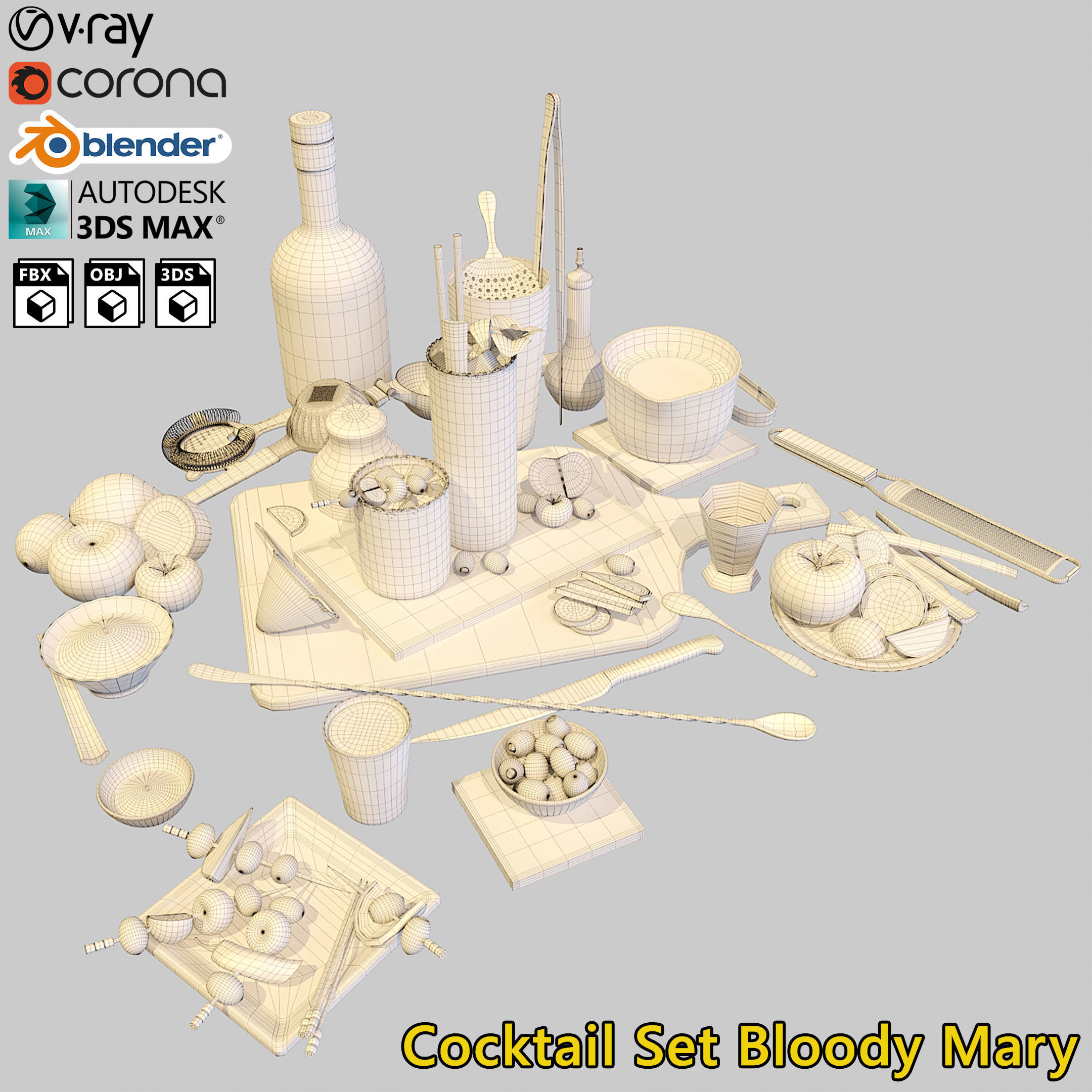 Cocktail Set Bloody Mary 3D model_2