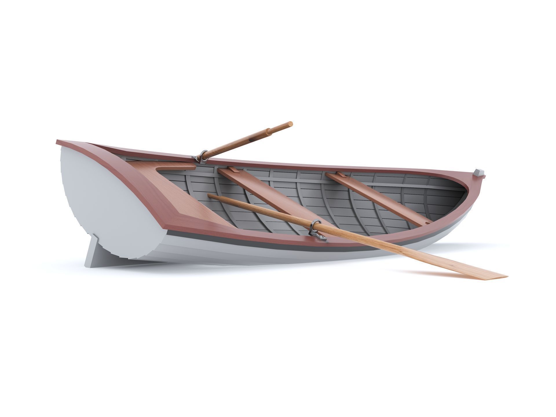 Wooden Boat Low-poly 3D model_13