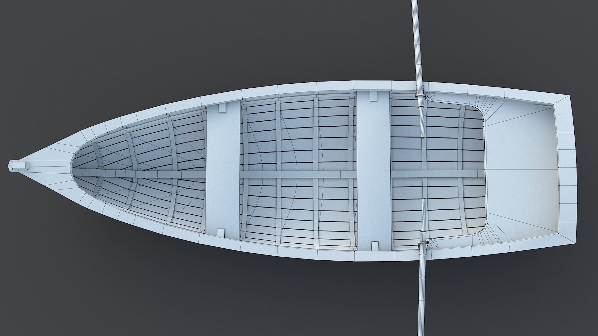 Wooden Boat Low-poly 3D model_14