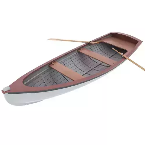 Wooden Boat Low-poly 3D model