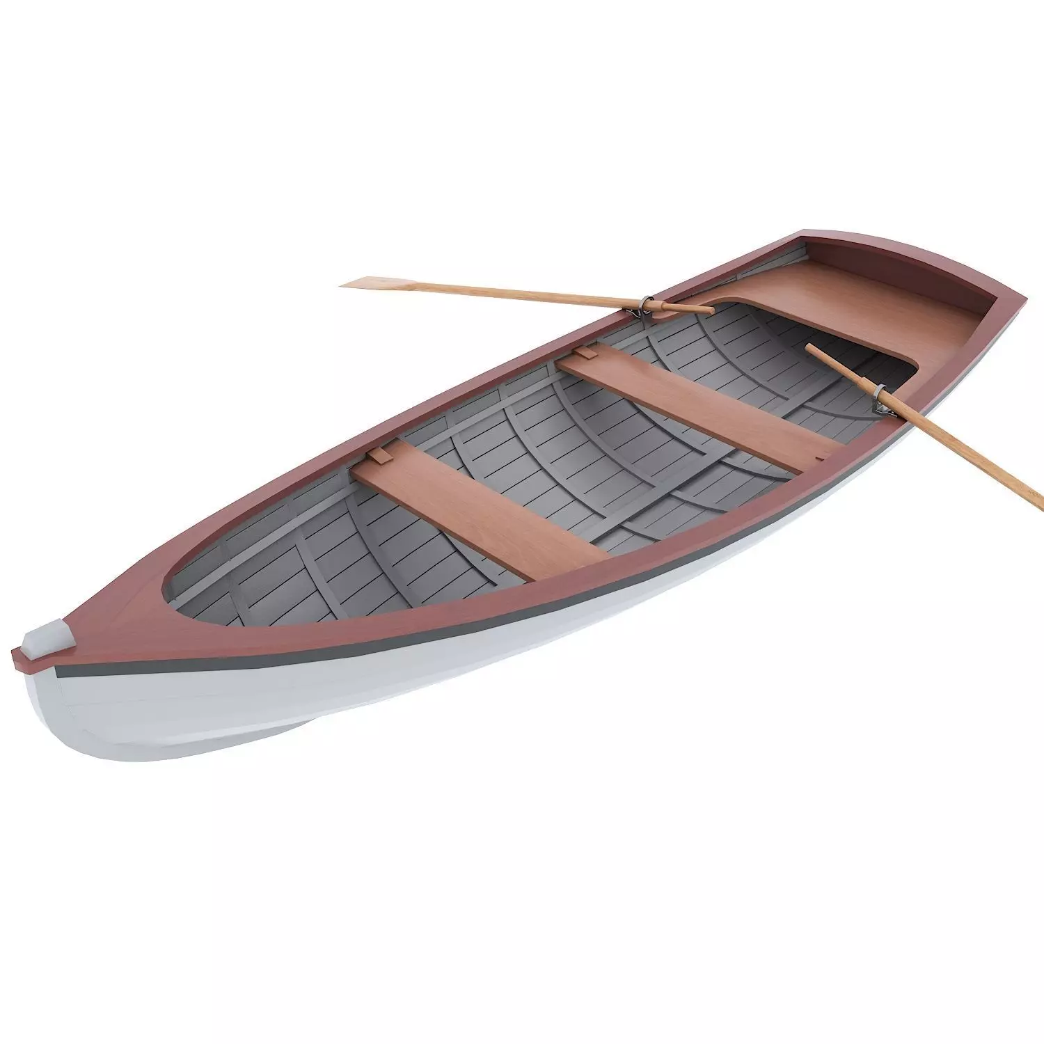 Wooden Boat Low-poly 3D model_0