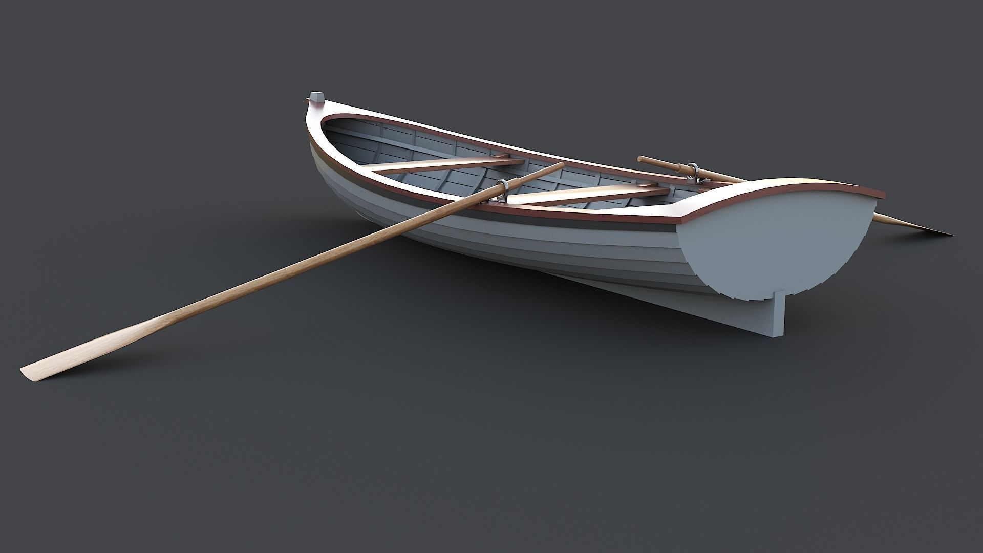 Wooden Boat Low-poly 3D model_4