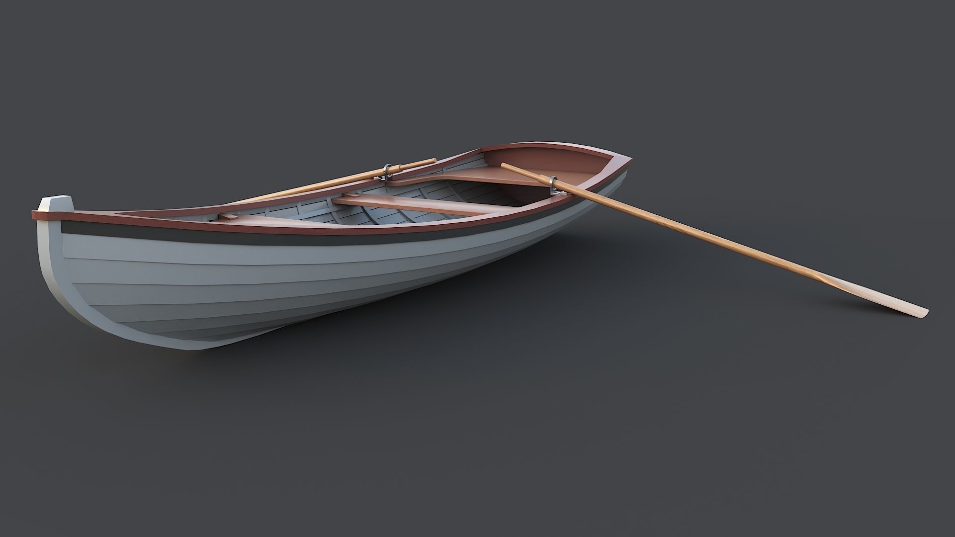 Wooden Boat Low-poly 3D model_3