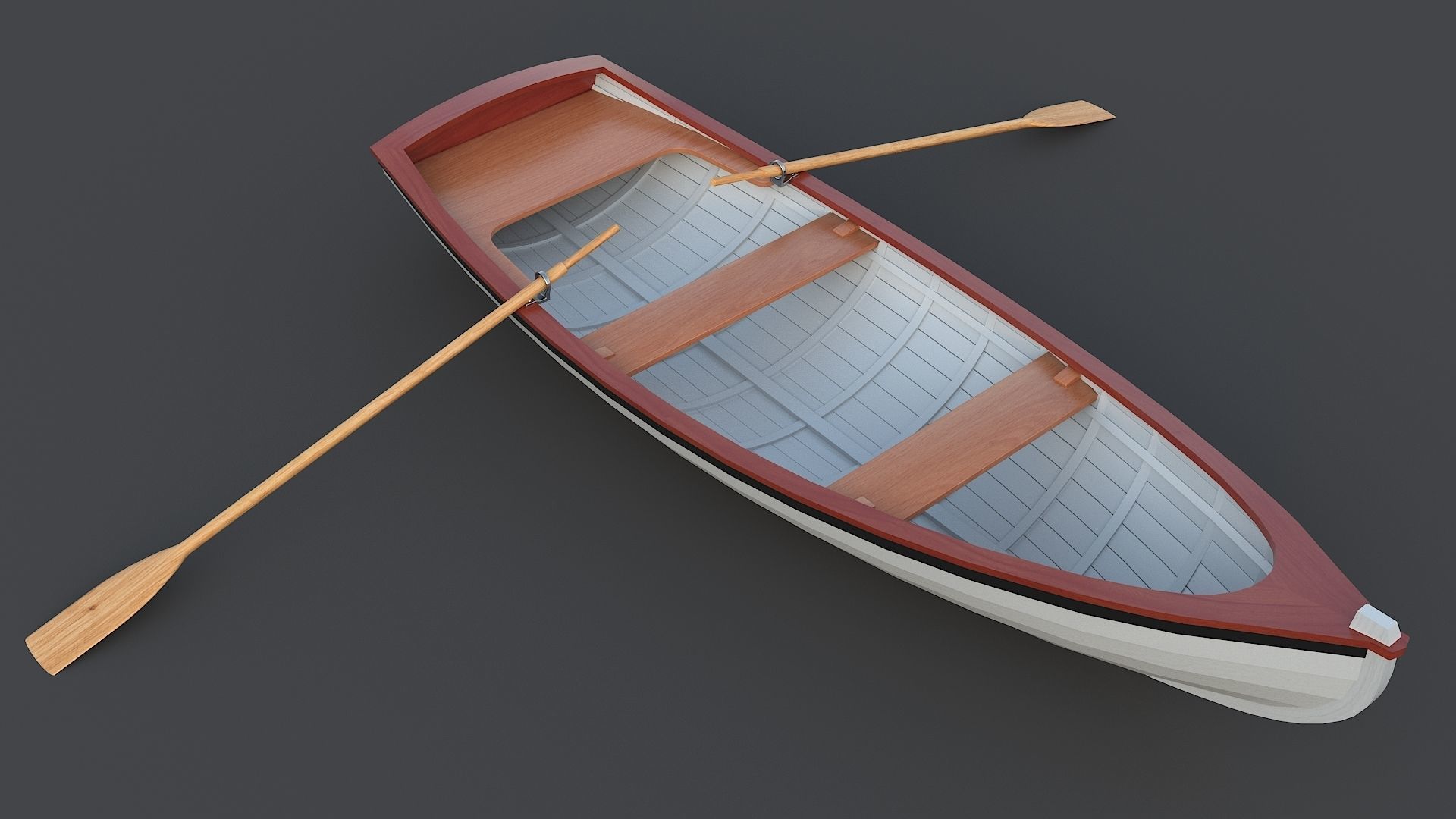 Wooden Boat Low-poly 3D model_1