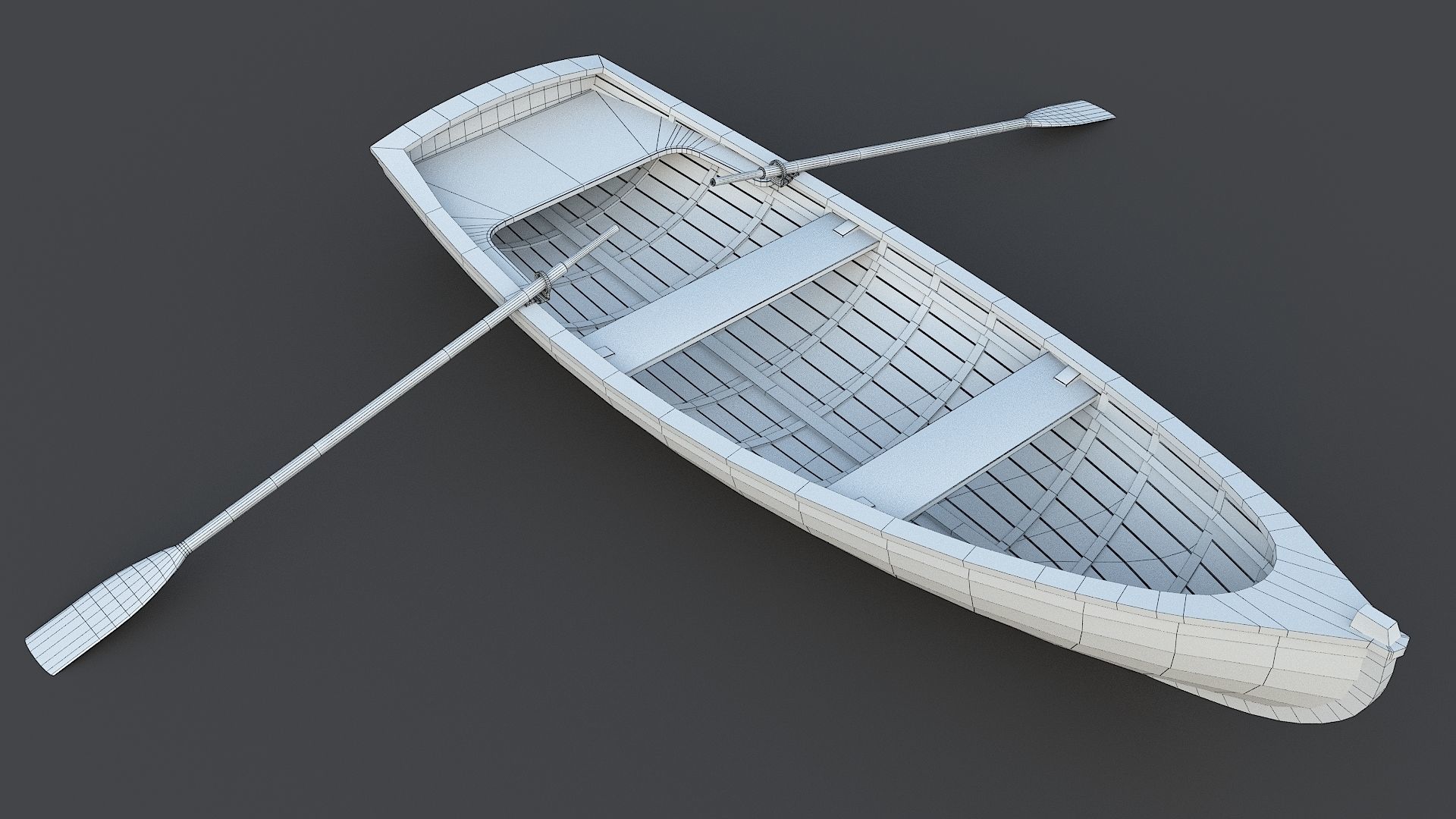 Wooden Boat Low-poly 3D model_16