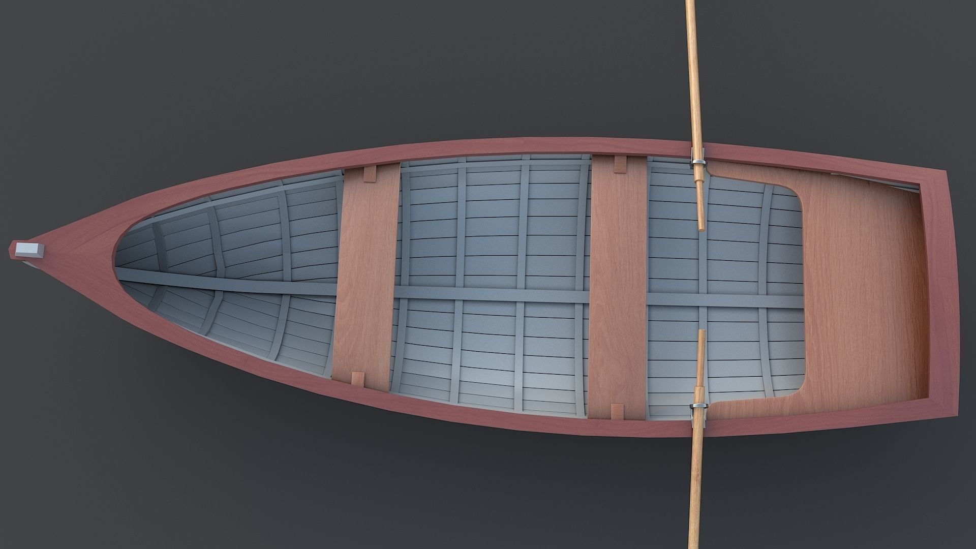 Wooden Boat Low-poly 3D model_5