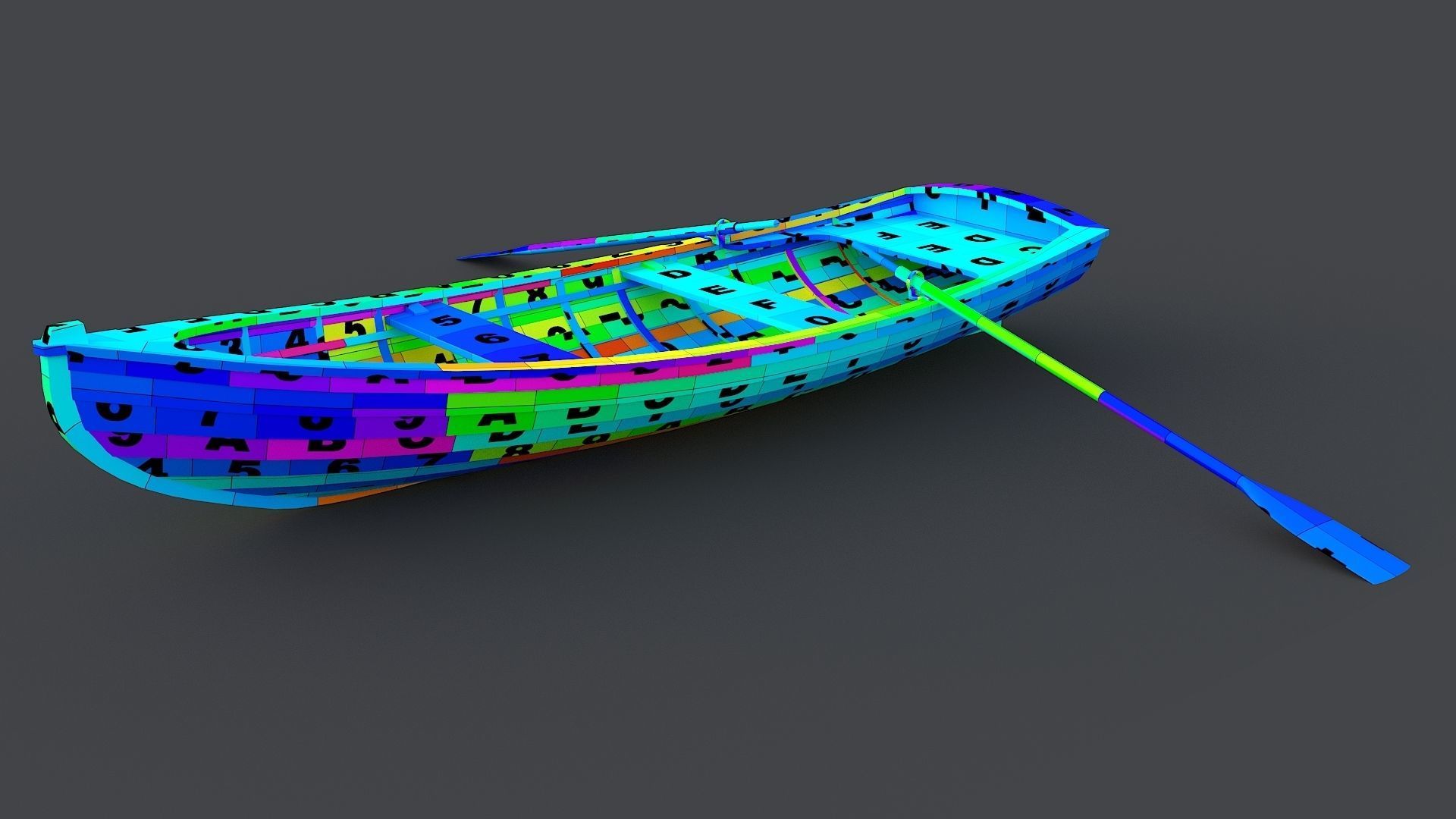 Wooden Boat Low-poly 3D model_19