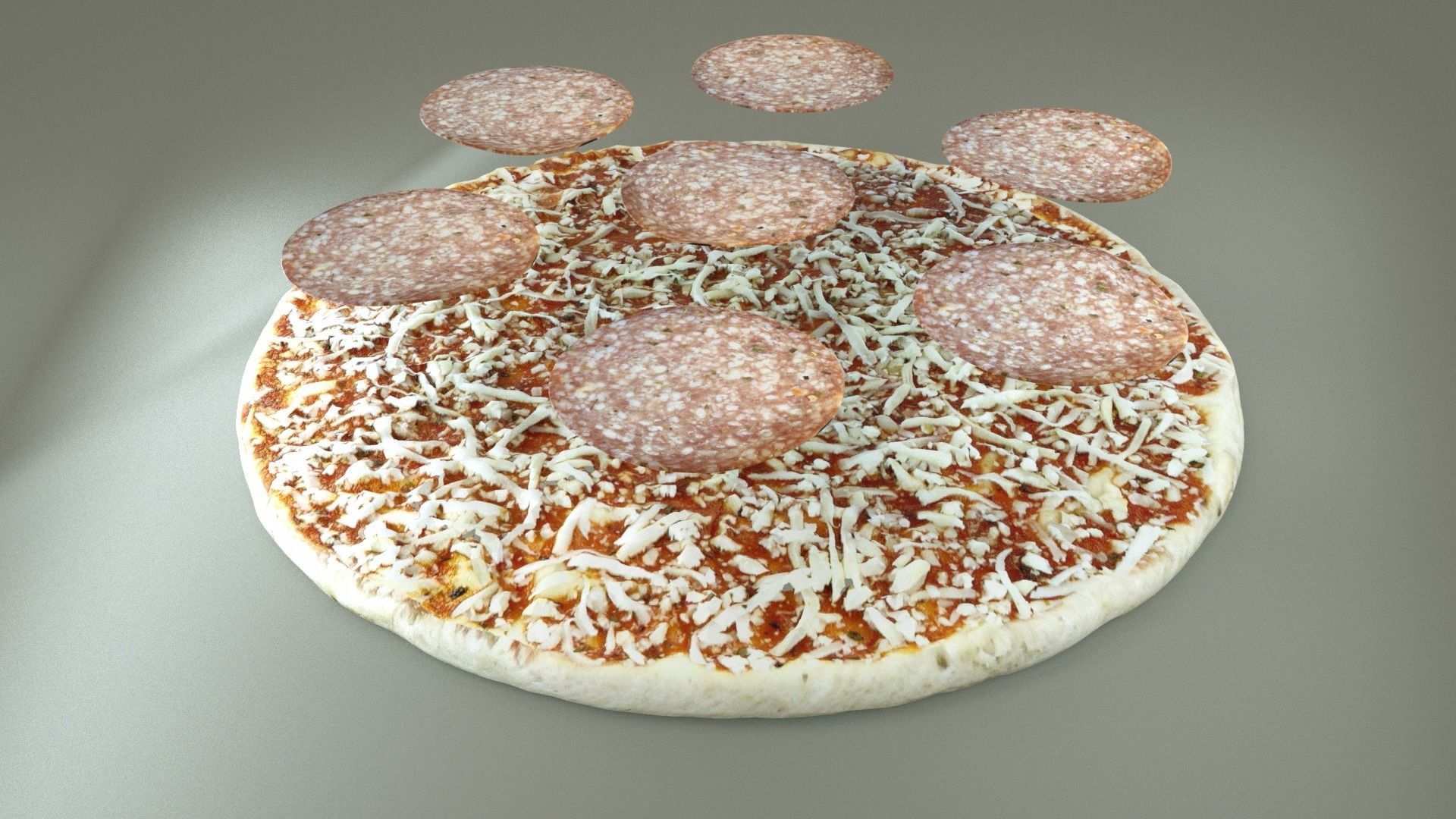 Pizza 3D Model with pepperoni and cheese 3D model_1