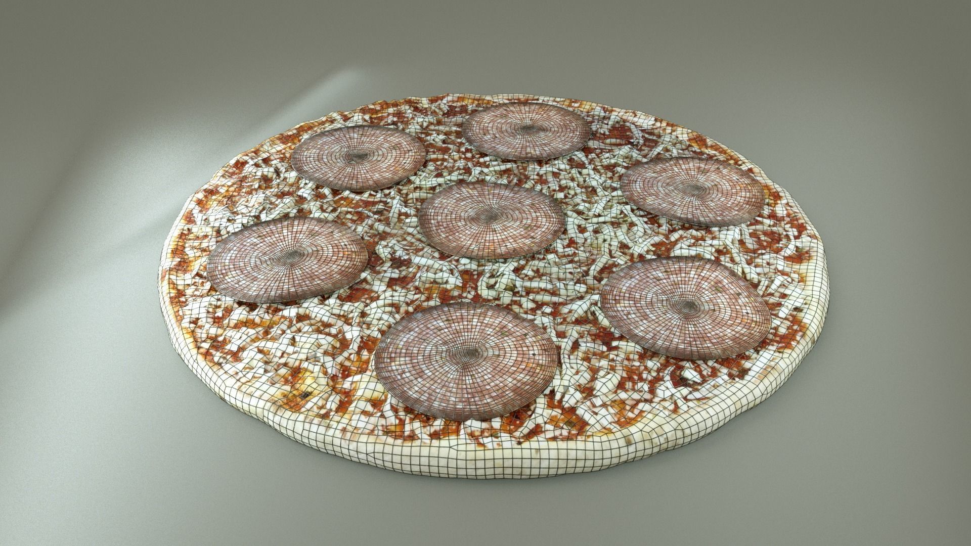 Pizza 3D Model with pepperoni and cheese 3D model_2