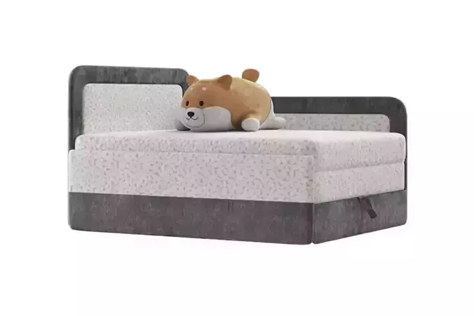 Children bed sofa and shiba toy