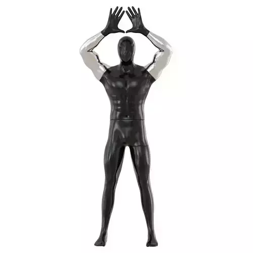 Male abstract mannequin shows symbol with hands 92