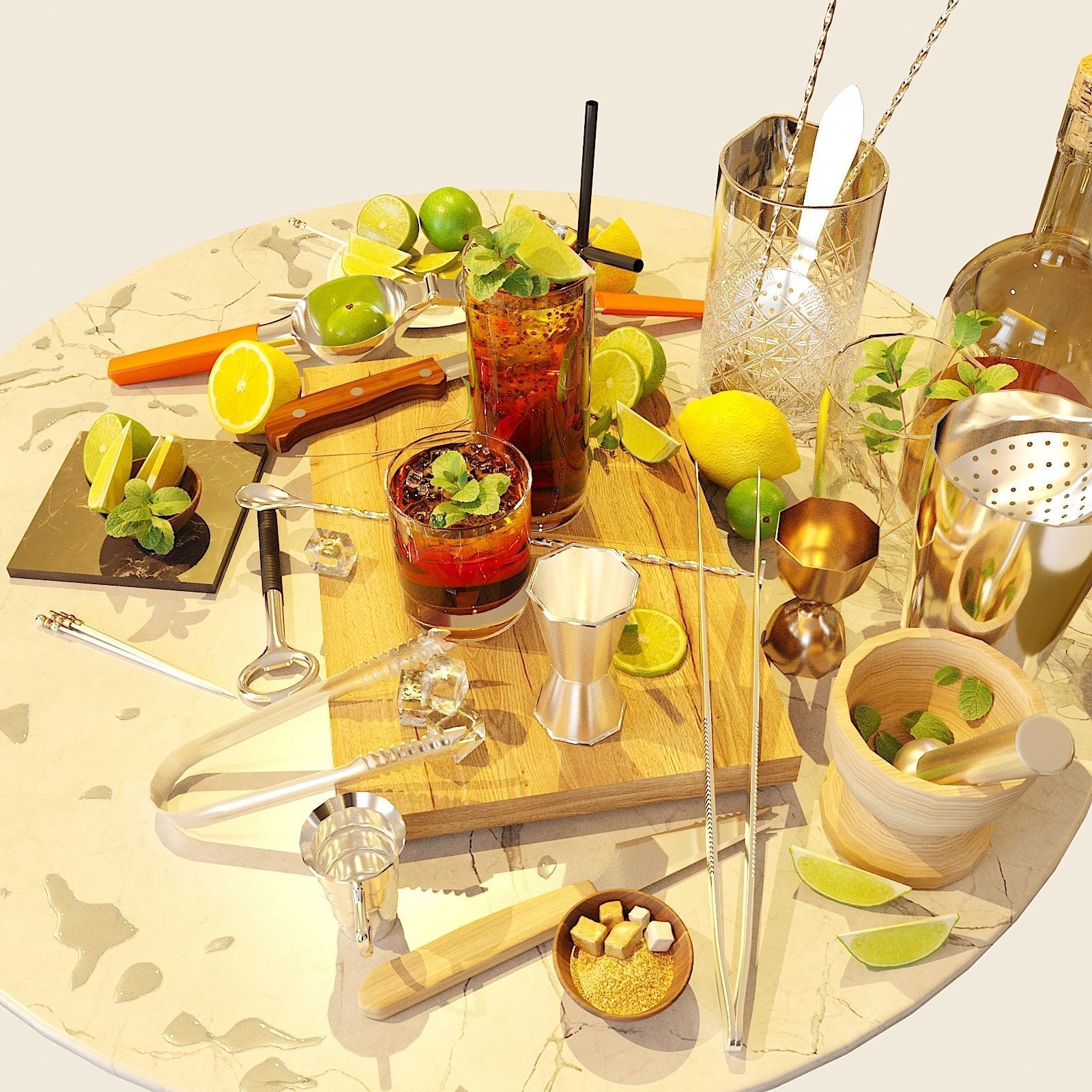 Cocktail Set Cuba Libre 3D model_4