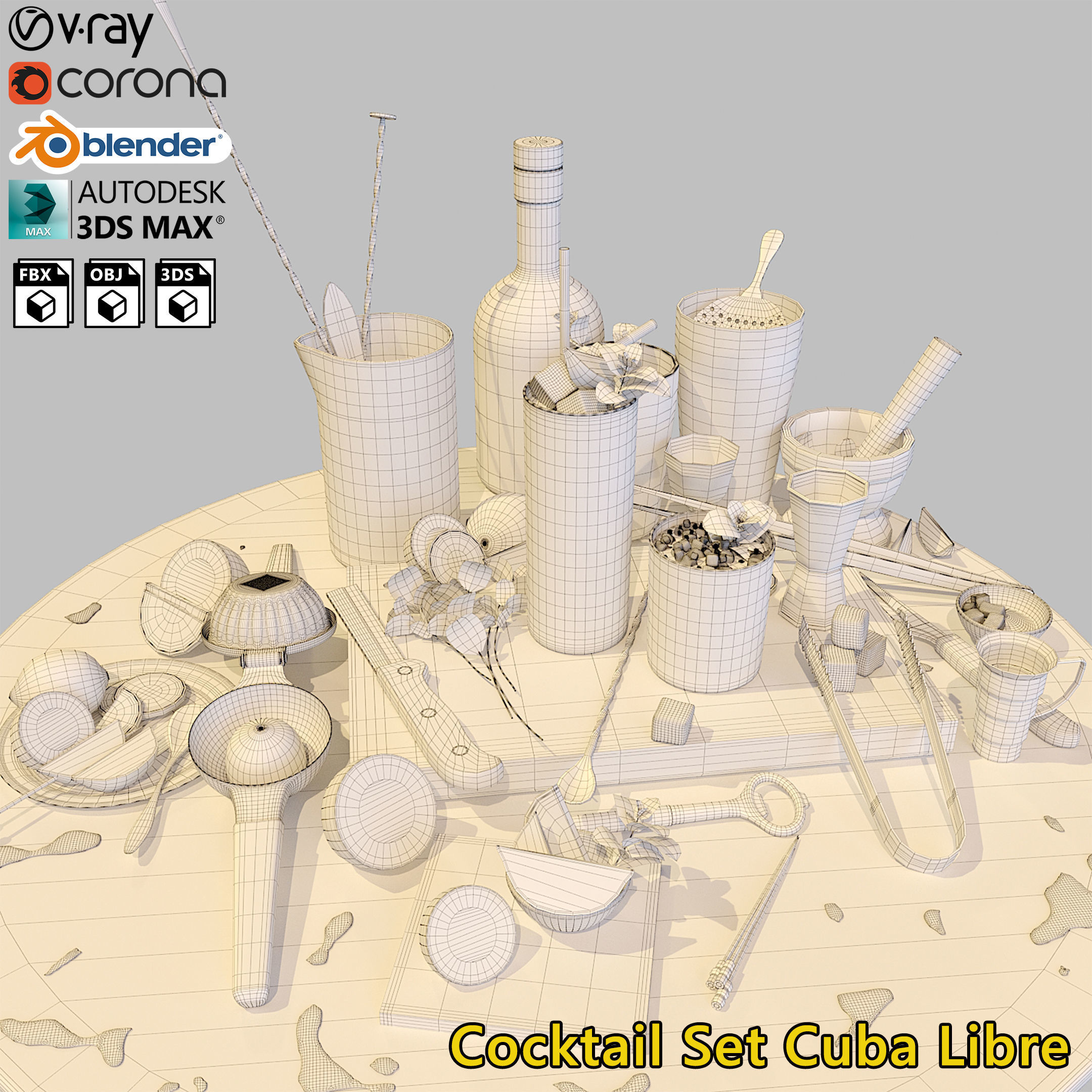 Cocktail Set Cuba Libre 3D model_2