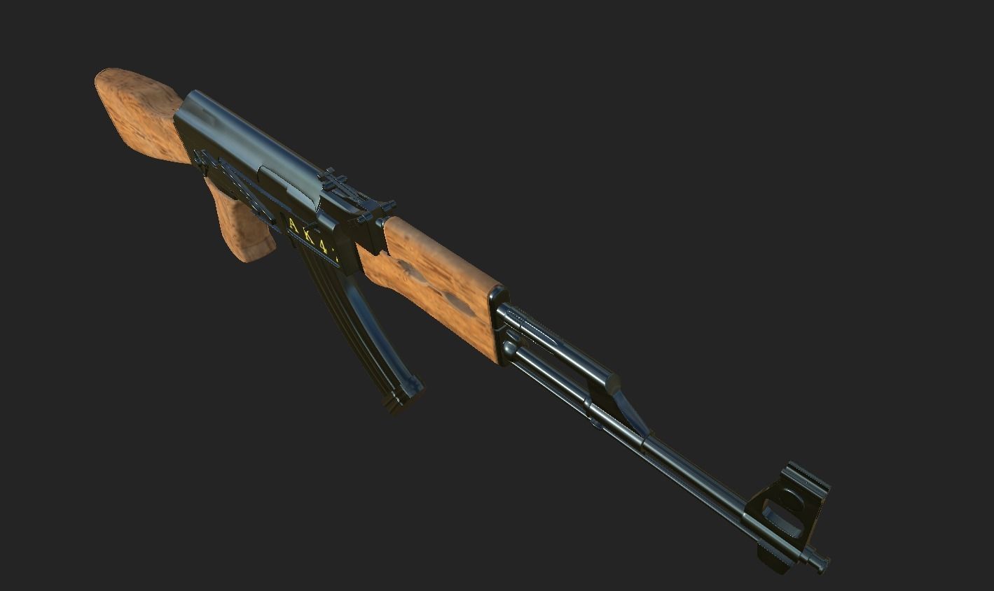 Gun Ak47 3d Model Rigged Ma