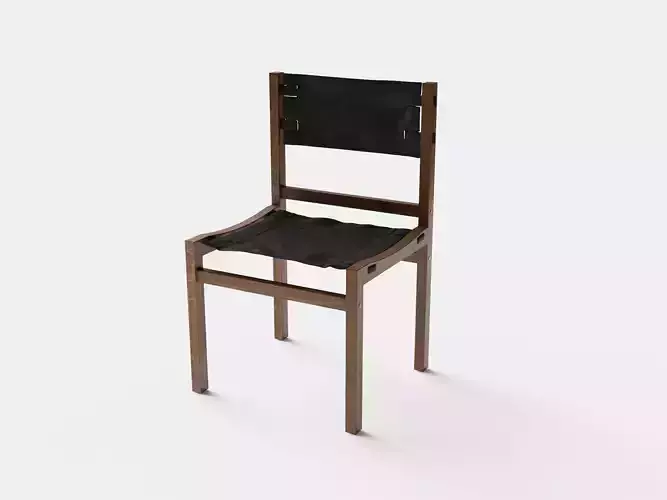 Teak and Leather Danish Dining Chairs 1960s 3d model