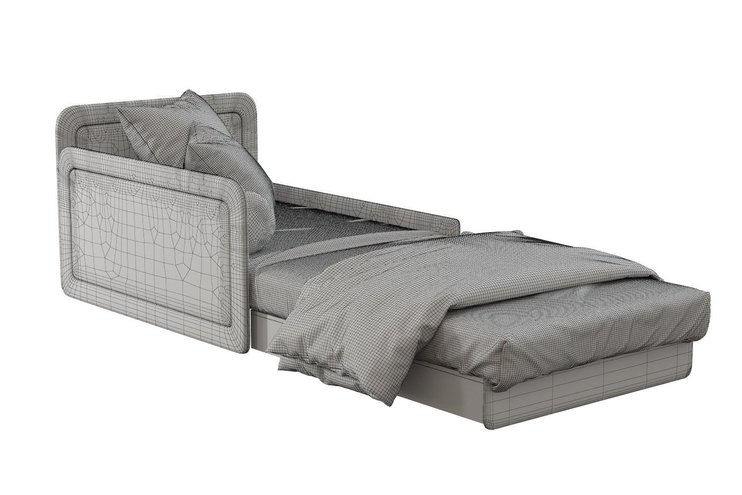 Children open bed sofa and shiba toy 3D model_3