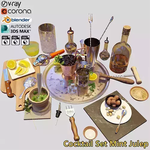 Cocktail Set Mint Julep 3D model