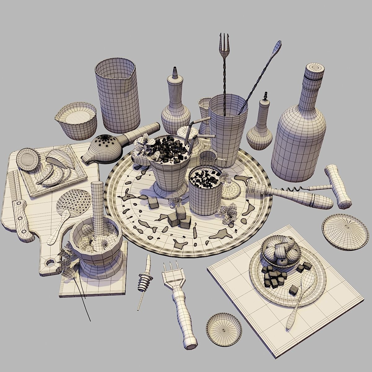Cocktail Set Mint Julep 3D model_6