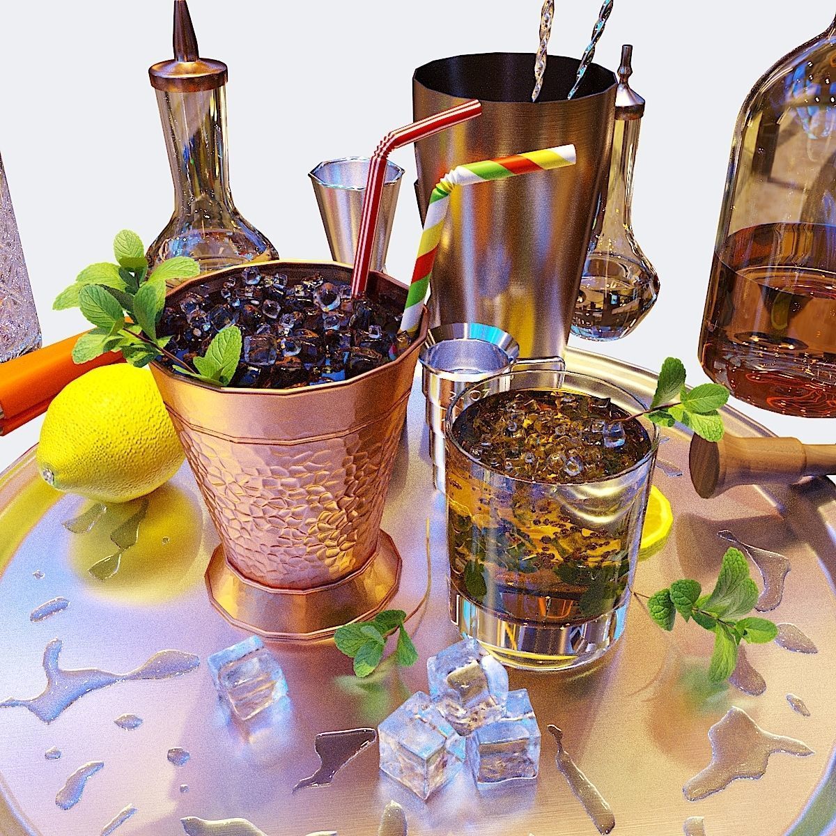 Cocktail Set Mint Julep 3D model_3