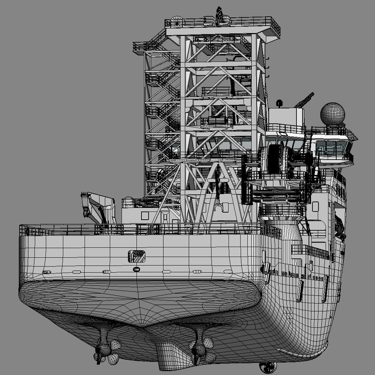 Construction and  Well Intervention Vessel Island Constructor 3D model_9