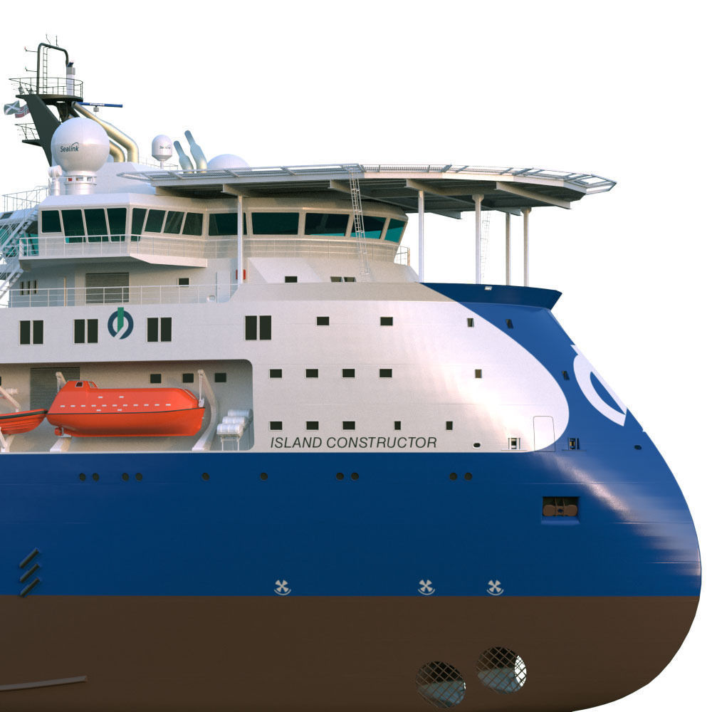 Construction and  Well Intervention Vessel Island Constructor 3D model_11