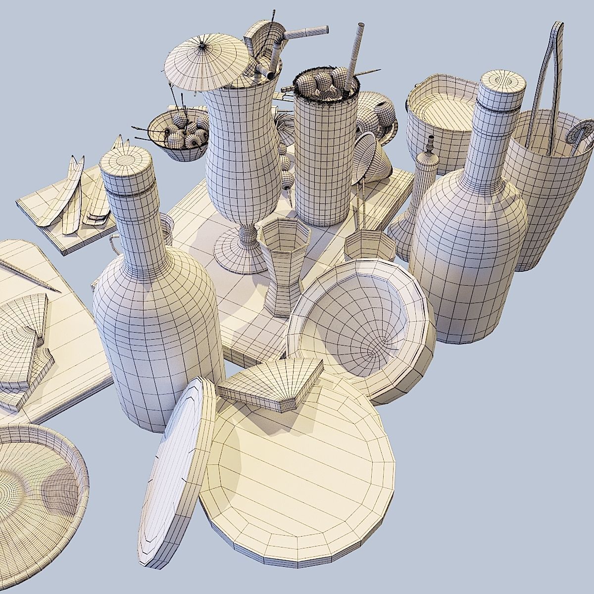 Cocktail Set Pina Colada 3D model_11