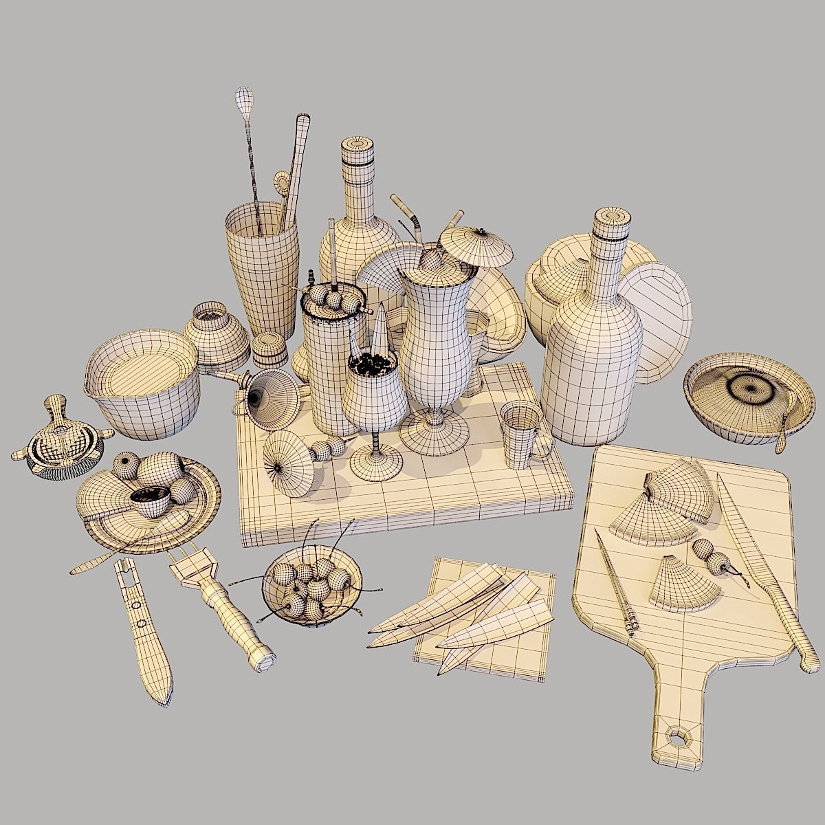 Cocktail Set Pina Colada 3D model_6