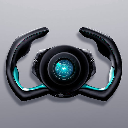 Sporty steering wheel concept design for sports car 3D model
