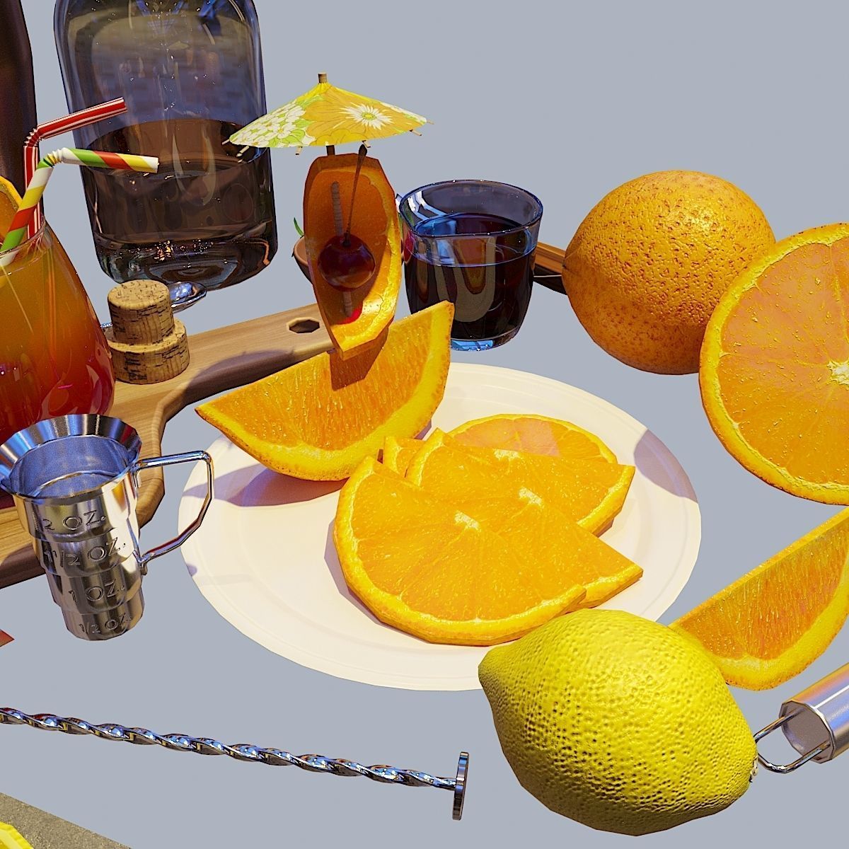 Cocktail Set Tequila Sunrise 3D model_9