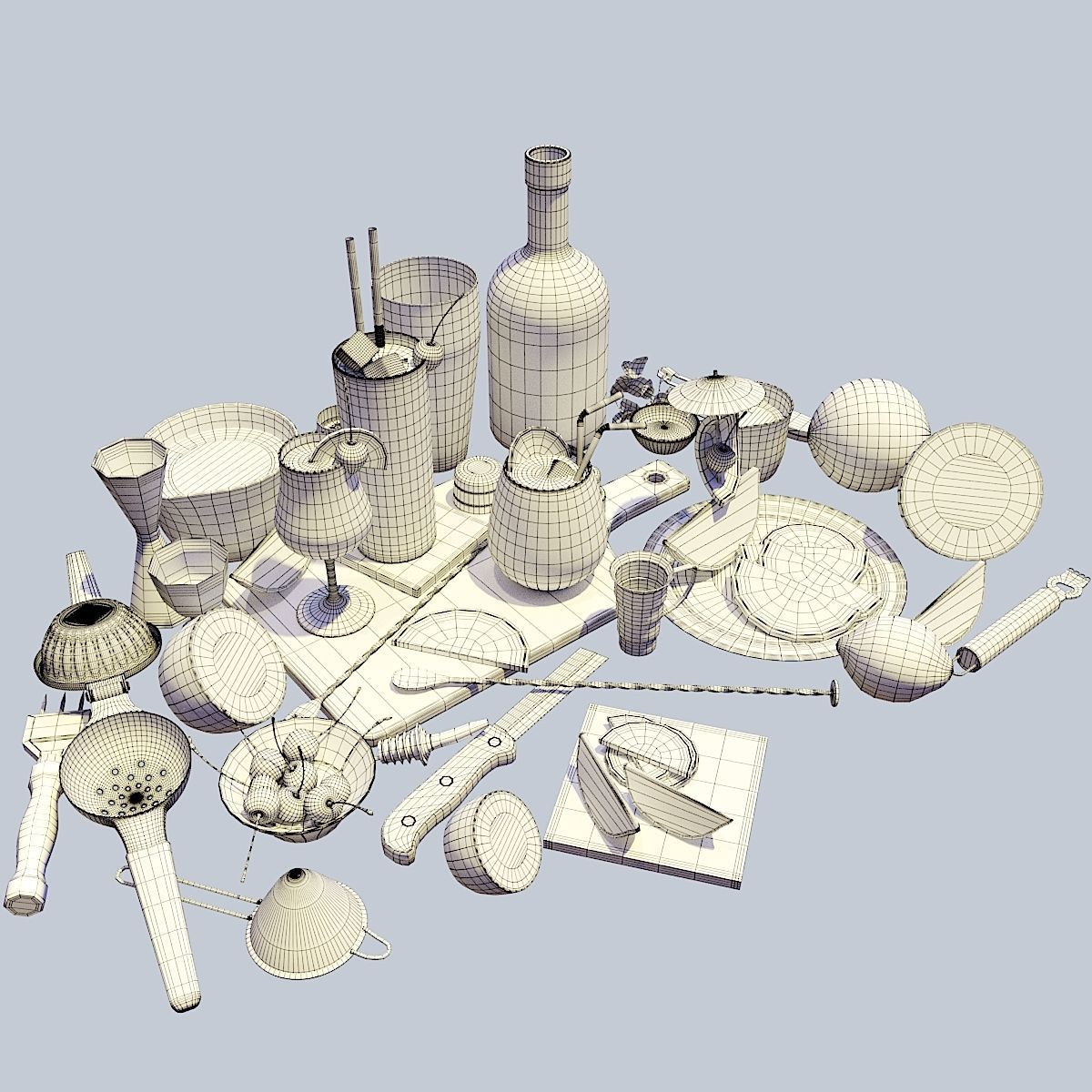 Cocktail Set Tequila Sunrise 3D model_7