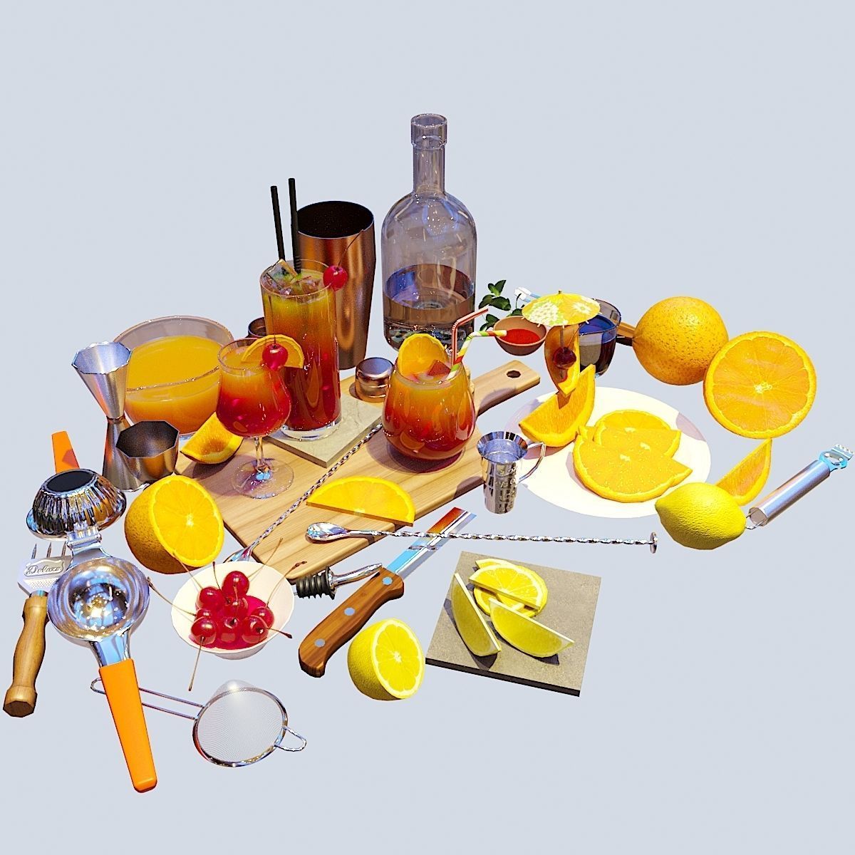 Cocktail Set Tequila Sunrise 3D model_6
