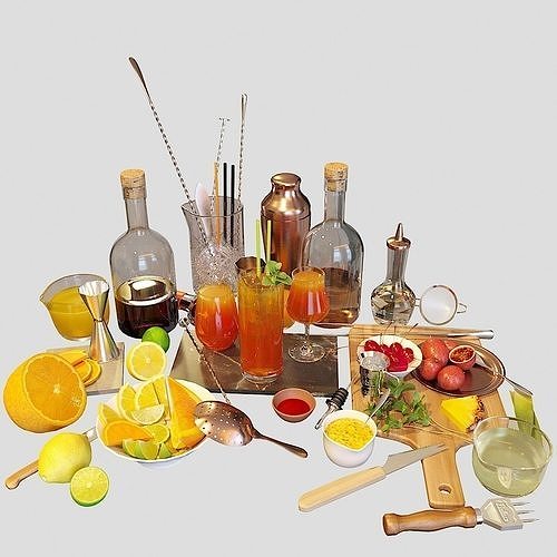Cocktail Set Zombie 3D model 6