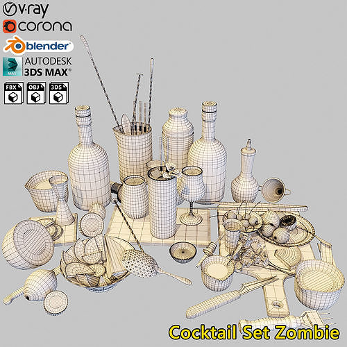 Cocktail Set Zombie 3D model 2