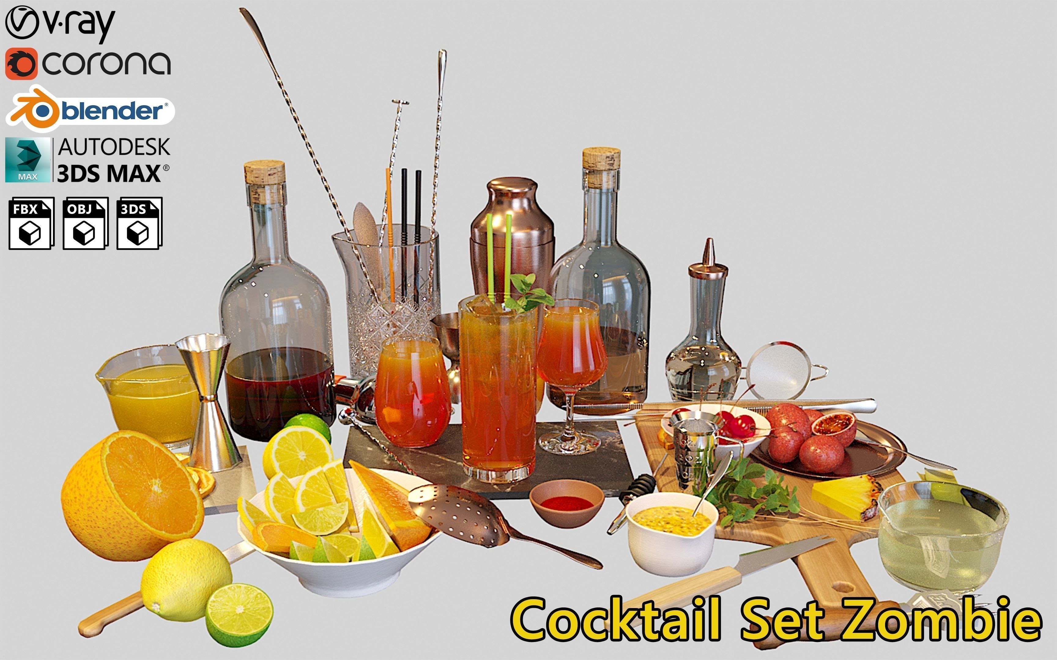 Cocktail Set Zombie 3D model_3