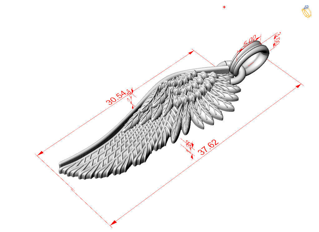 Angel wings pendant 3D print model_3