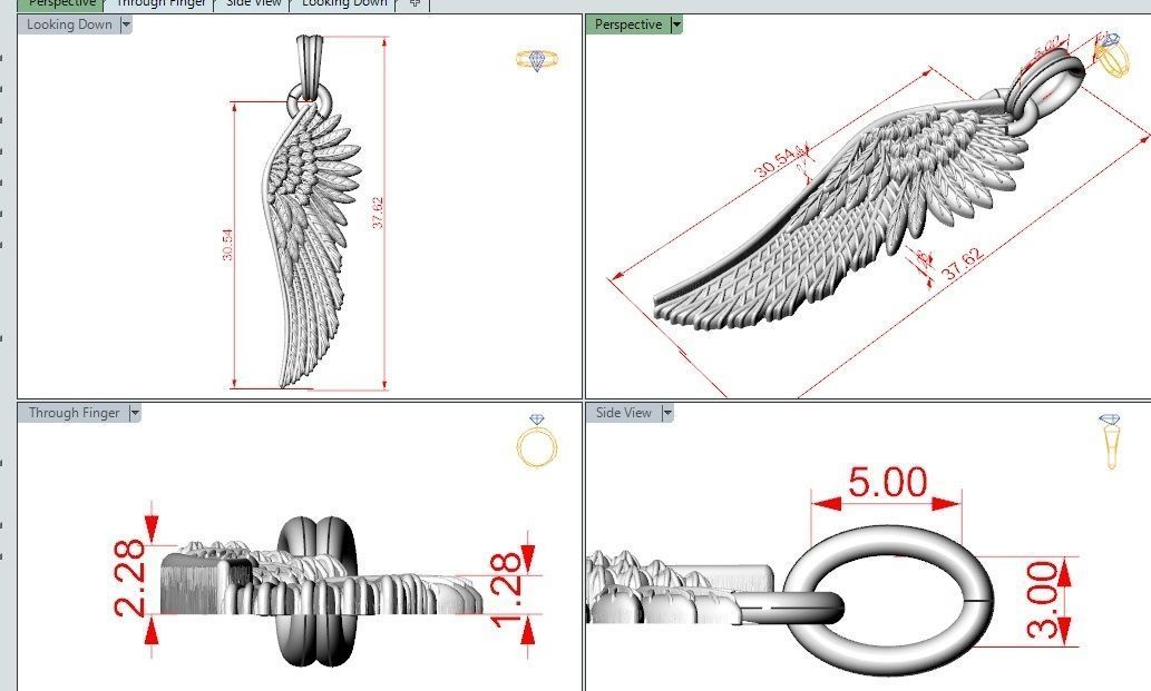 Angel wings pendant 3D print model_1