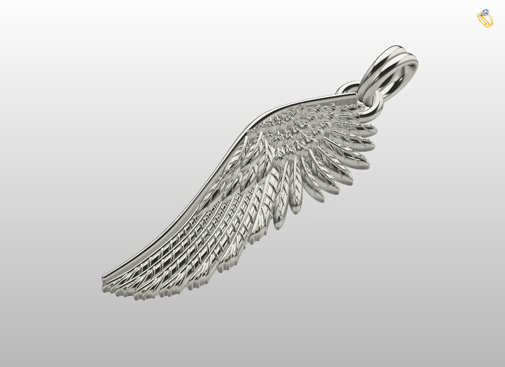 Angel wings pendant 3D print model_4