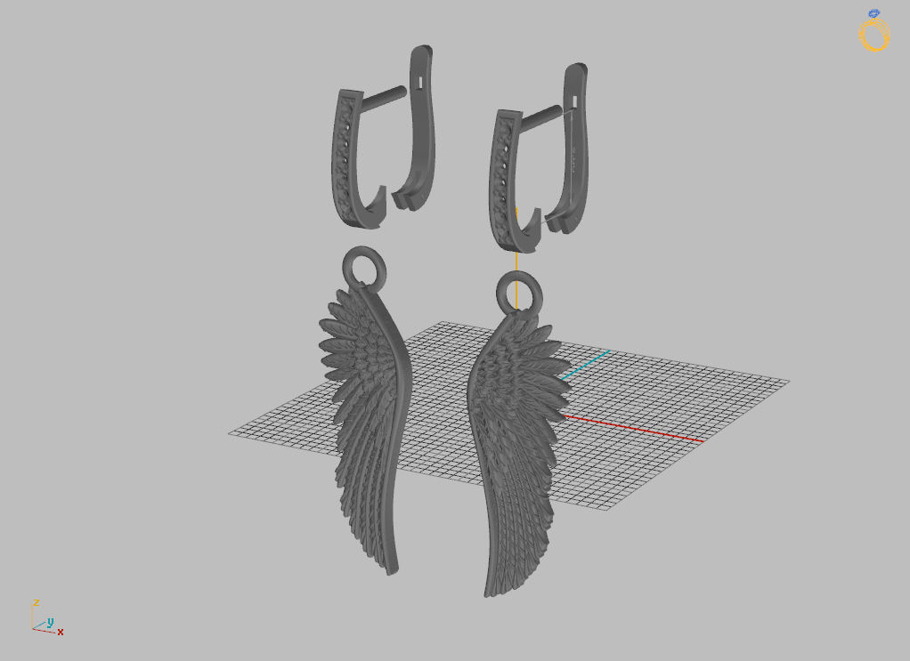 Angel wings earrings 3D print model_18
