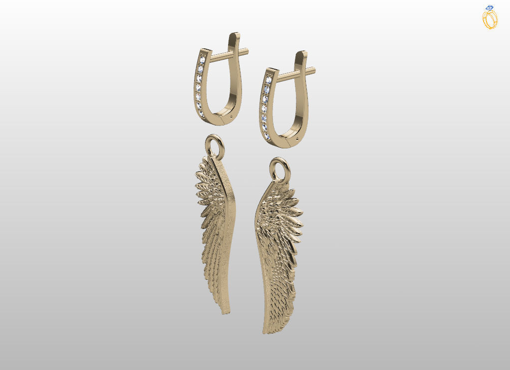 Angel wings earrings 3D print model_10