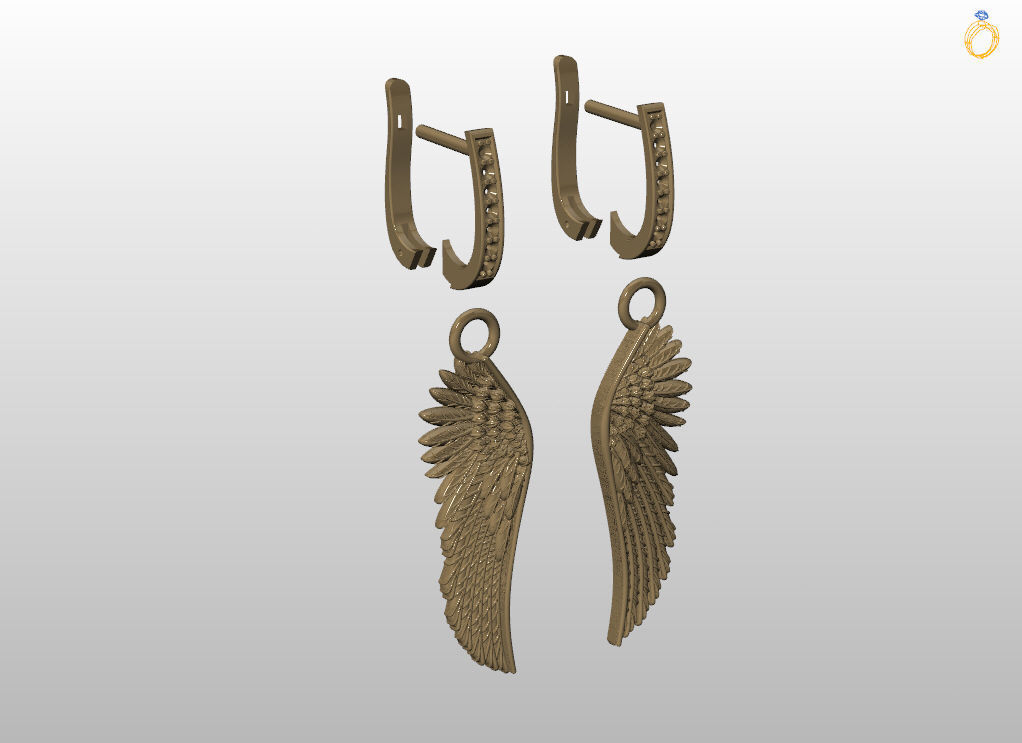 Angel wings earrings 3D print model_16