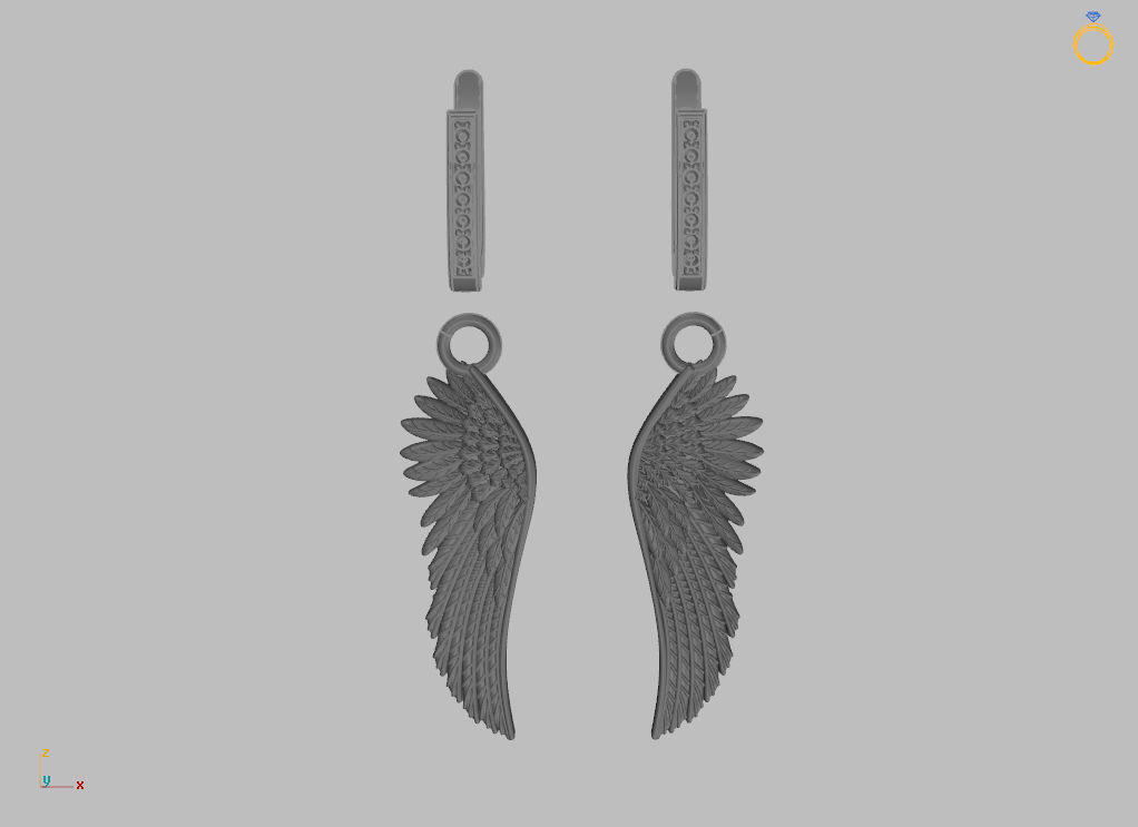 Angel wings earrings 3D print model_19