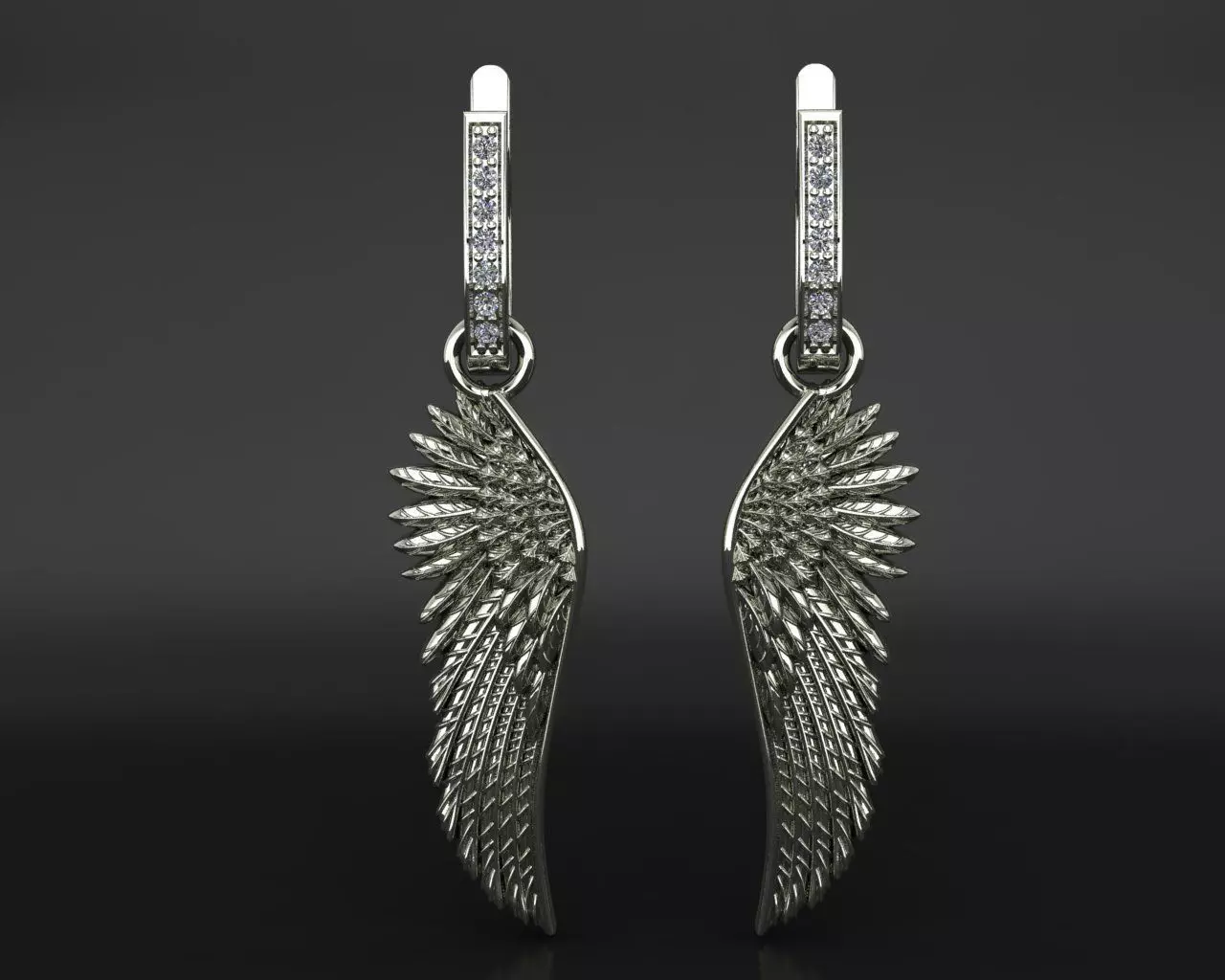 Angel wings earrings 3D print model_0