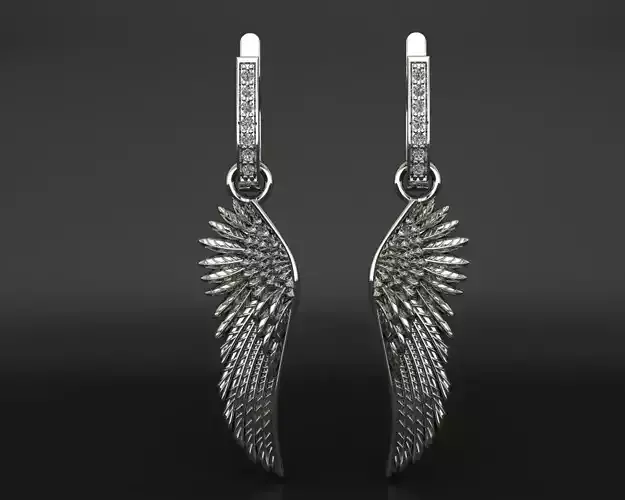 Angel wings earrings 3D print model