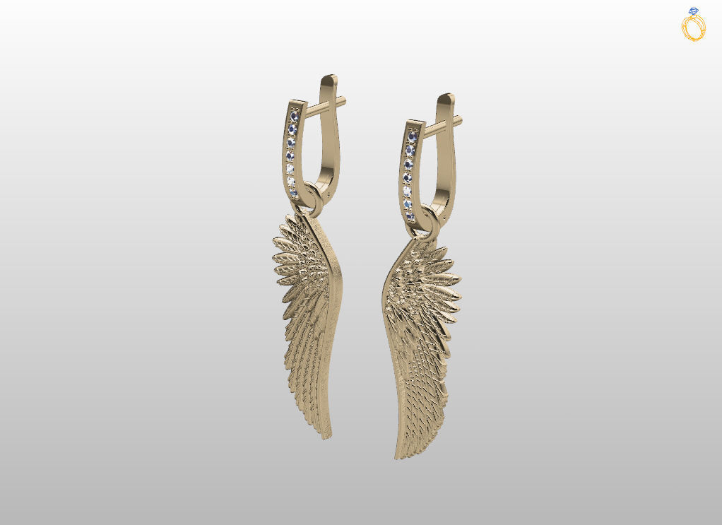 Angel wings earrings 3D print model_7
