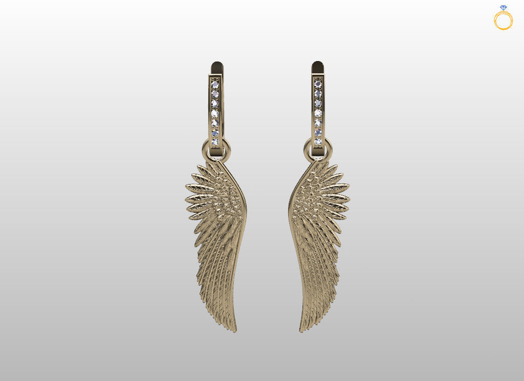 Angel wings earrings 3D print model_6