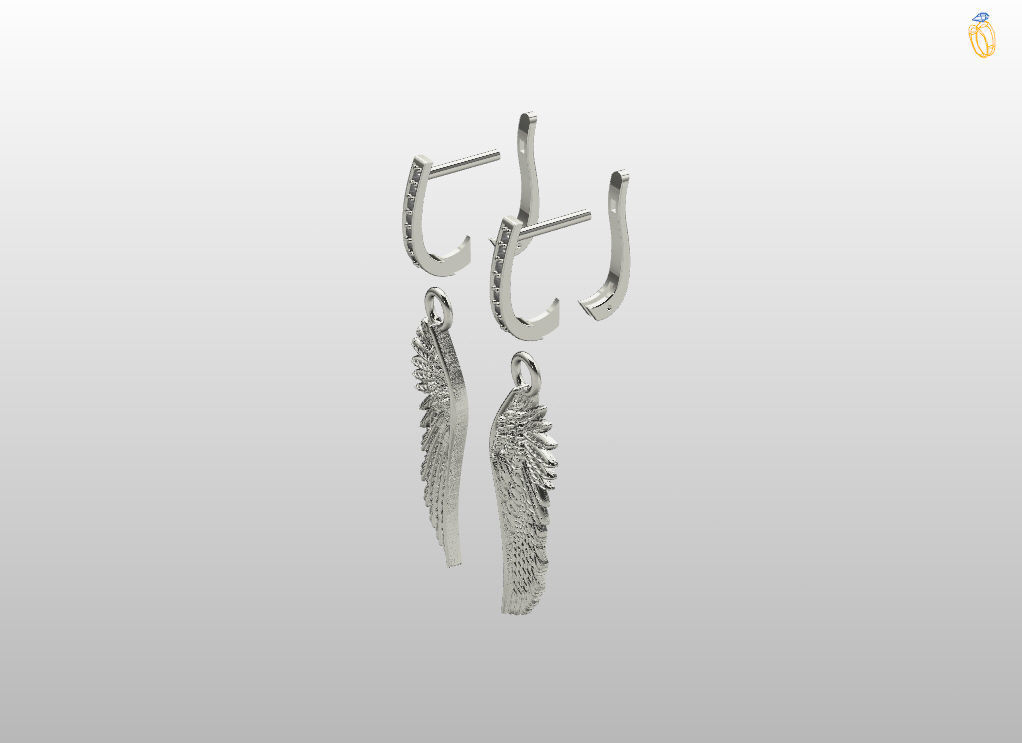 Angel wings earrings 3D print model_14