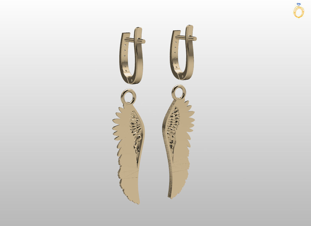 Angel wings earrings 3D print model_11